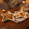 Sajaao Handpainted Star Ceramic Platter for serving snacks, serving tray for kabab,