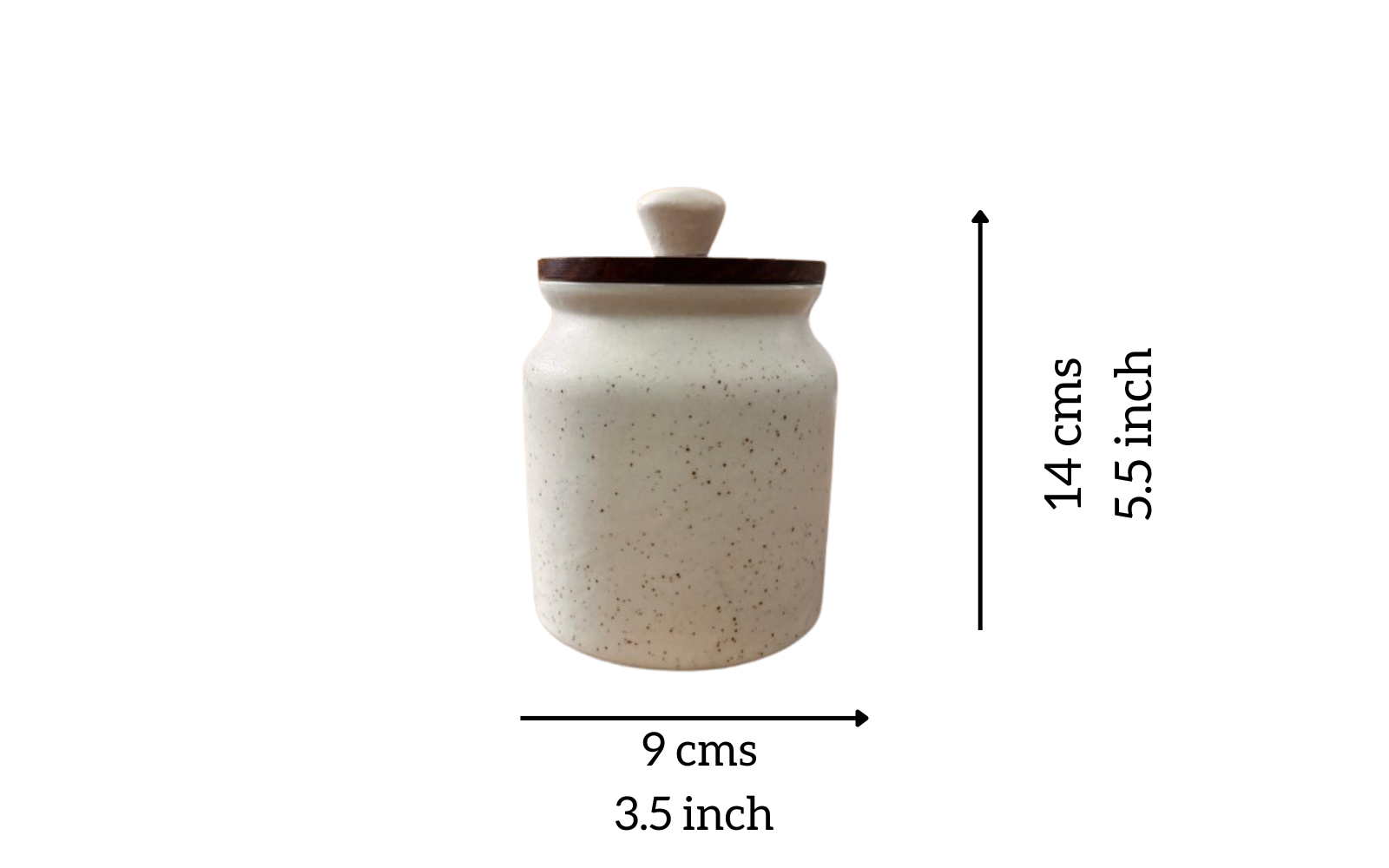 Sajaao Ceramic Storage Jar with airtight wooden lid, Handcrafted Kitchen Container for Tea, Coffee, Sugar & Salt (400ml, Creme, Pack of 2)