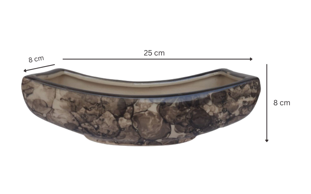 SAJAAO Boat Shaped Ceramic Planter (Black, Set of 2 , Plant not included)