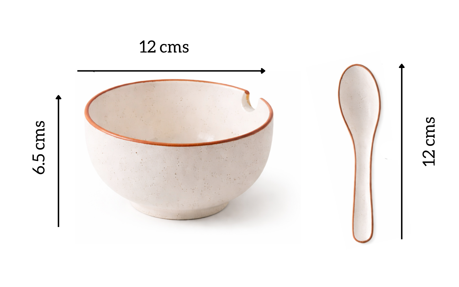 SAJAAO Ceramic Soup Bowls with Spoons, Speckled Finish, Microwave & Dishwasher Safe, for Noodles, Ramen, Dal & Curry (Off White, Set of 2)