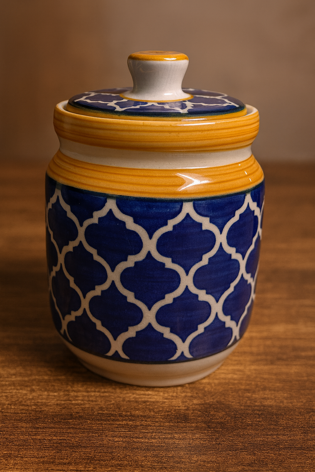 Blue pottery jar