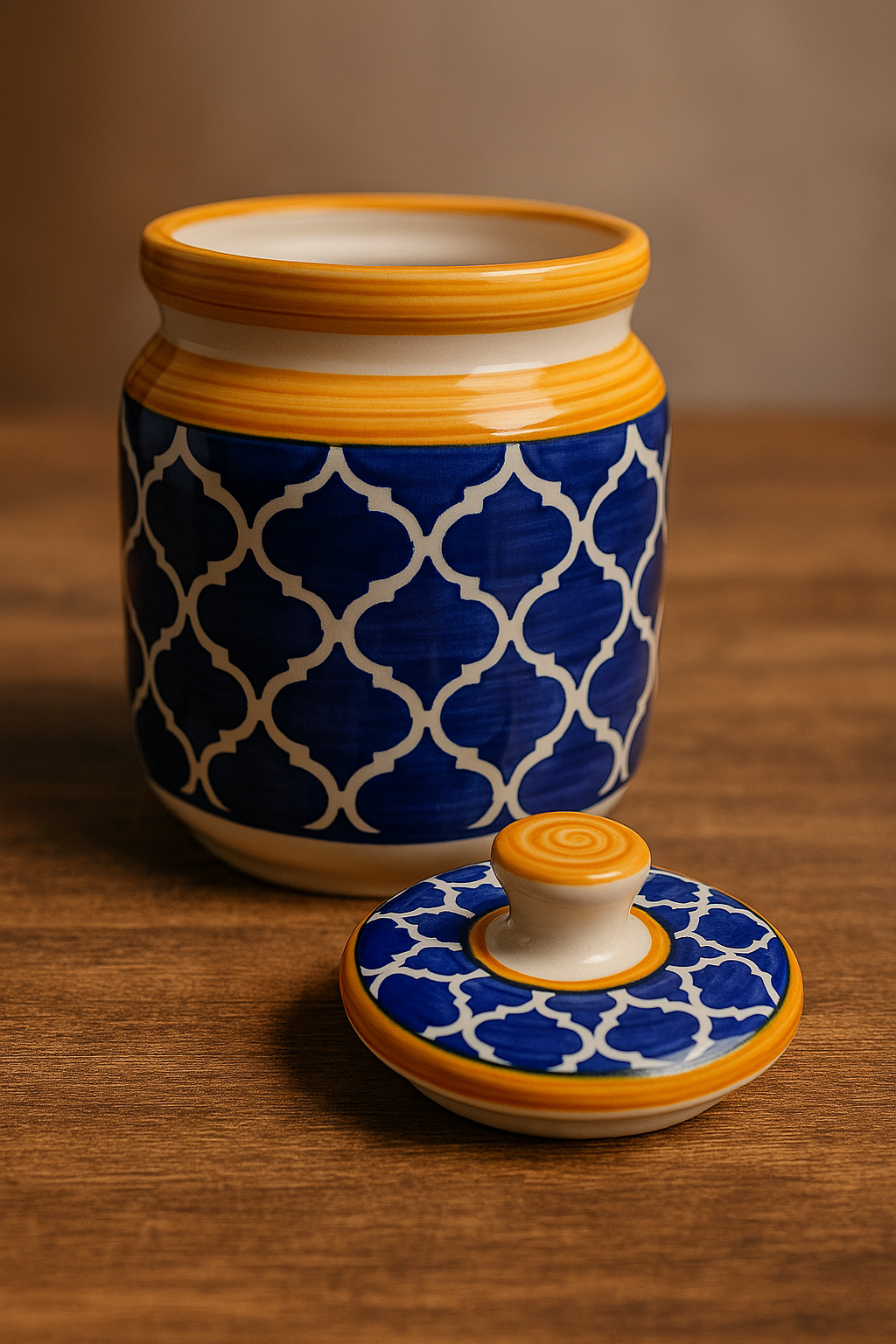 Blue pottery jar