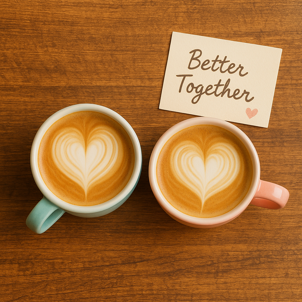 SAJAAO Couple Ceramic Coffee Mugs (Blue-Pink, Set of 2)