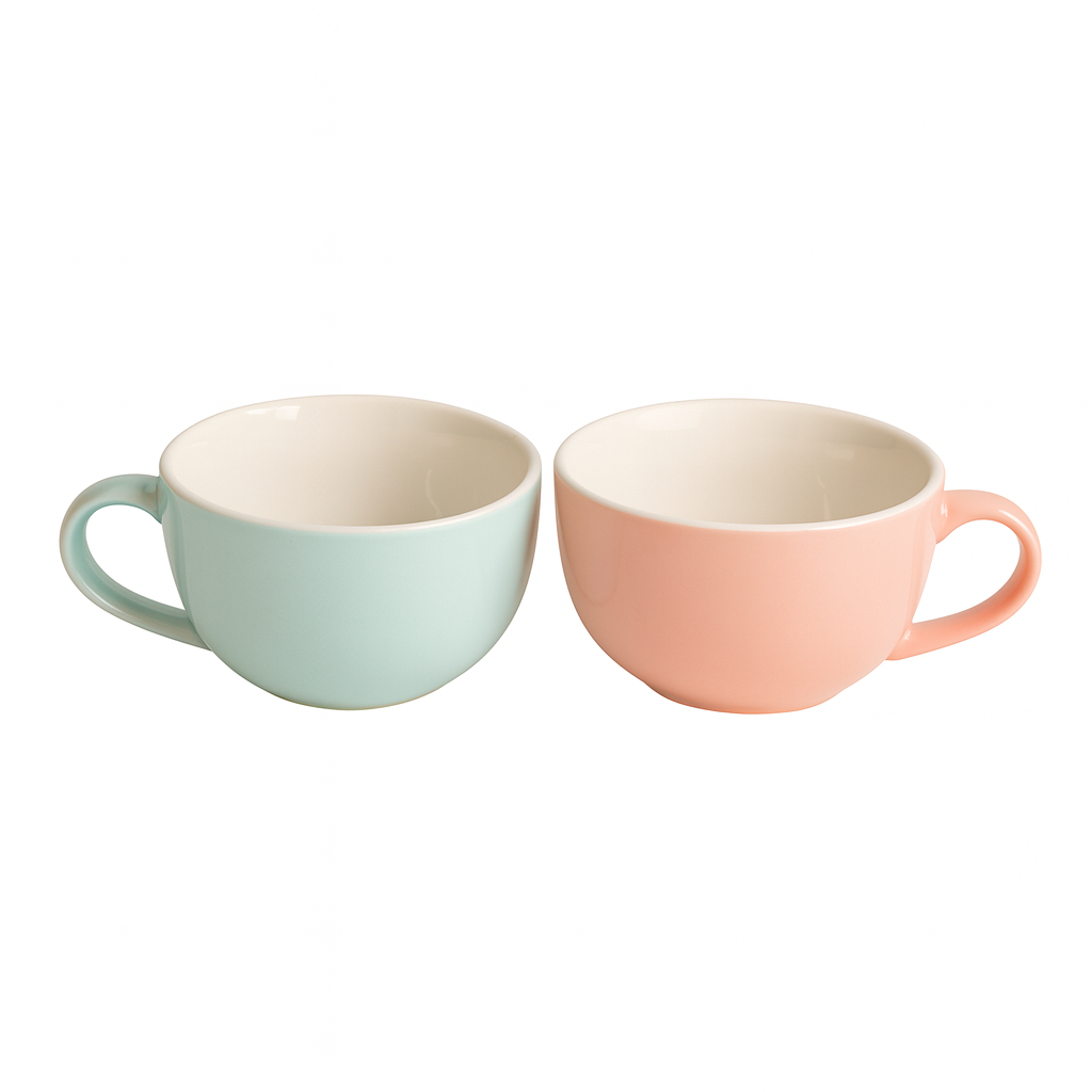 SAJAAO Couple Ceramic Coffee Mugs (Blue-Pink, Set of 2)