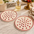 SAJAAO Ceramic Serving Platter | Red Heart Print Pizza Plates | Microwave & Dishwasher Safe Serveware | Ideal for Gifting, Serving Snacks, Salads, Starters & Noodles (Set of 2)