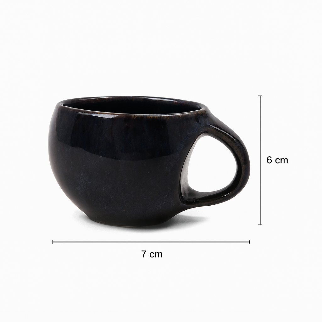 Black Ceramic Espresso Cup Set (Set of 6)