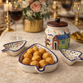 SAJAAO Handcrafted Airtight Ceramic Jar & Leaf Shaped Platter Combo (Pack of 4)