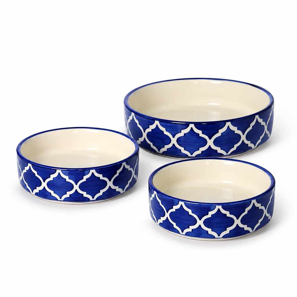 Sajaao blue pottery ceramic serving platter set of 3 (6,7,8 Inch)