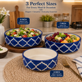 Sajaao blue pottery ceramic serving platter set of 3 (6,7,8 Inch)