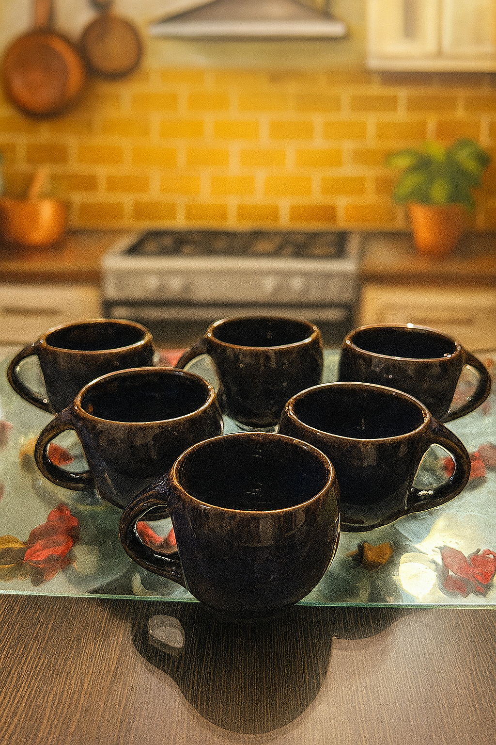 Black Ceramic Espresso Cup Set (Set of 6)