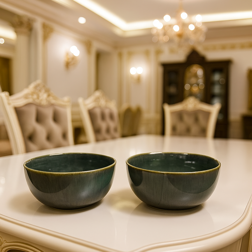 Glazy Green Salad Bowl Set