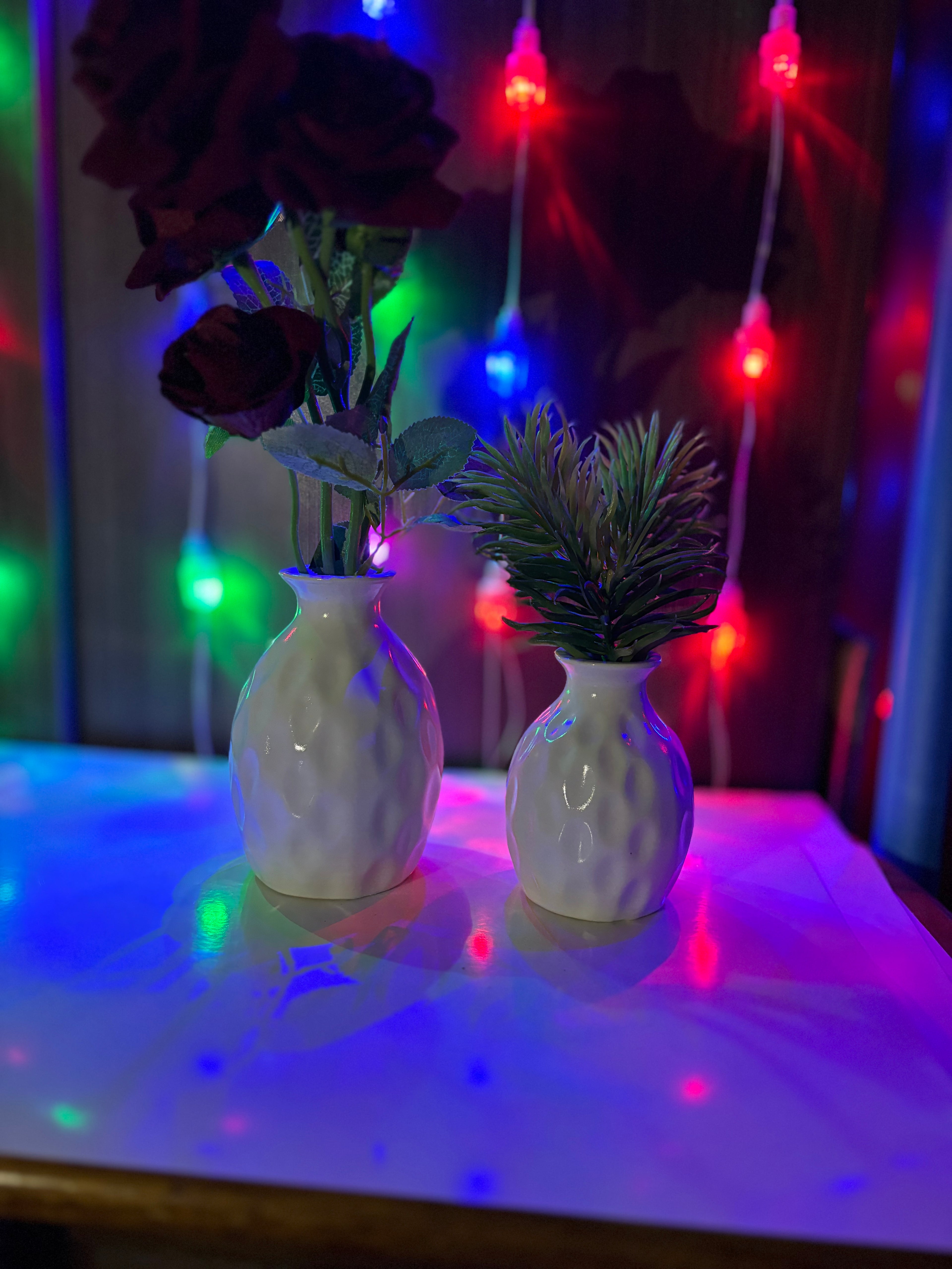 Elegant White Textured Ceramic Vase Set (2 Pieces)