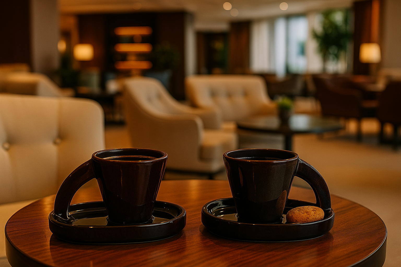 Modern Art-Inspired Ceramic Mug Set with Tray – Set of 2