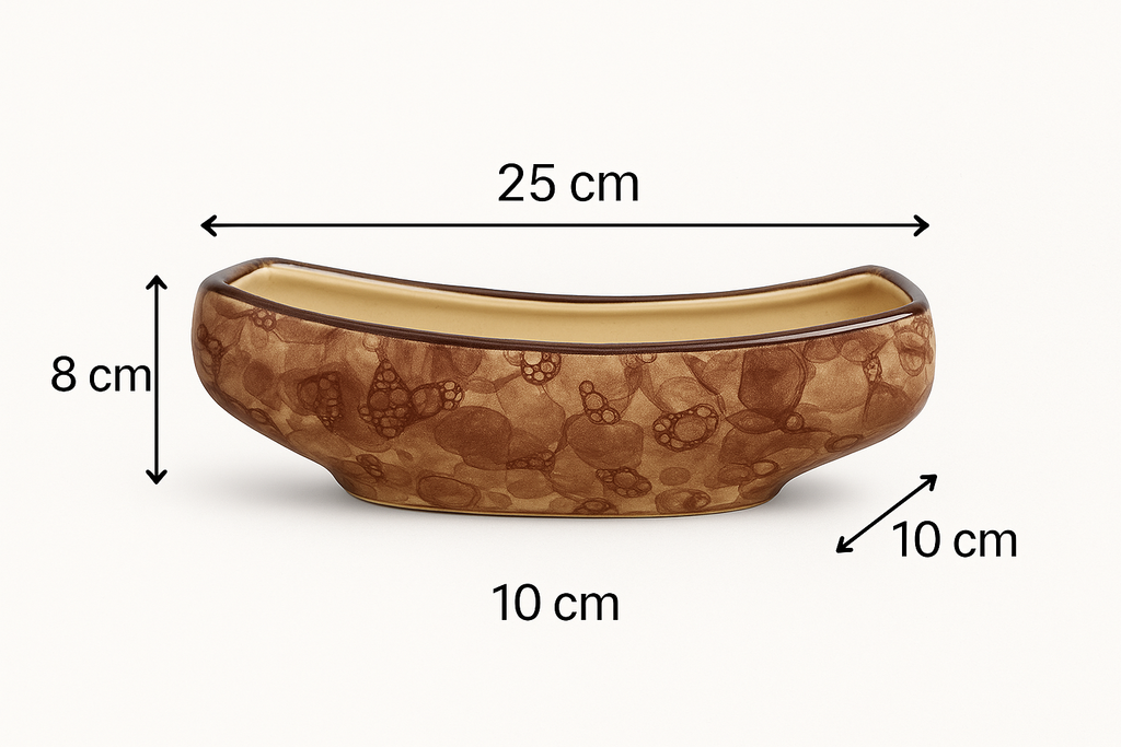Sajaao Boat Ceramic Indoor Planters (Brown, Pack of 2, Plant not included)