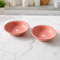 SAJAAO Pink Heart Ceramic Pasta Bowl,  Microwave Safe Bowls for Noodles, Maggi, Soup, Desserts, Snacks (Pack of 2, Pink)