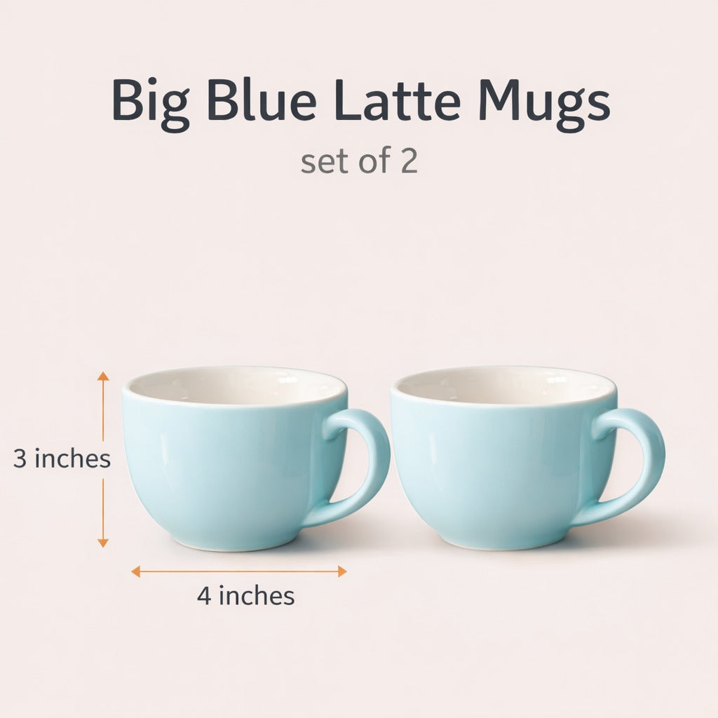 Sajaao SKY blue Latte Coffee mugs set of 2,