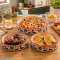 SAJAAO Ceramic Serving Platter Set 6, 7 & 8 inch (Multicolour, Pack of 3 )