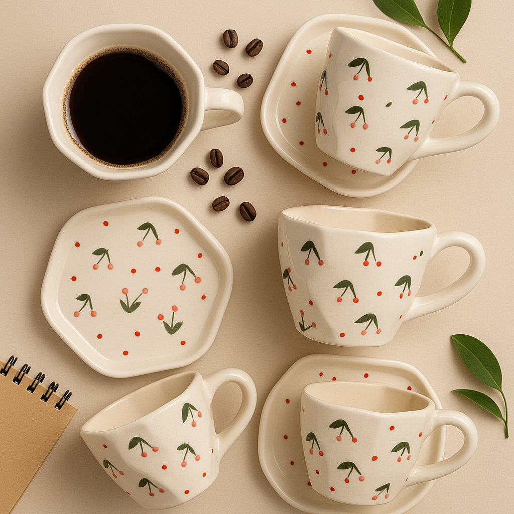 Pentagon Mug & Tray Set.