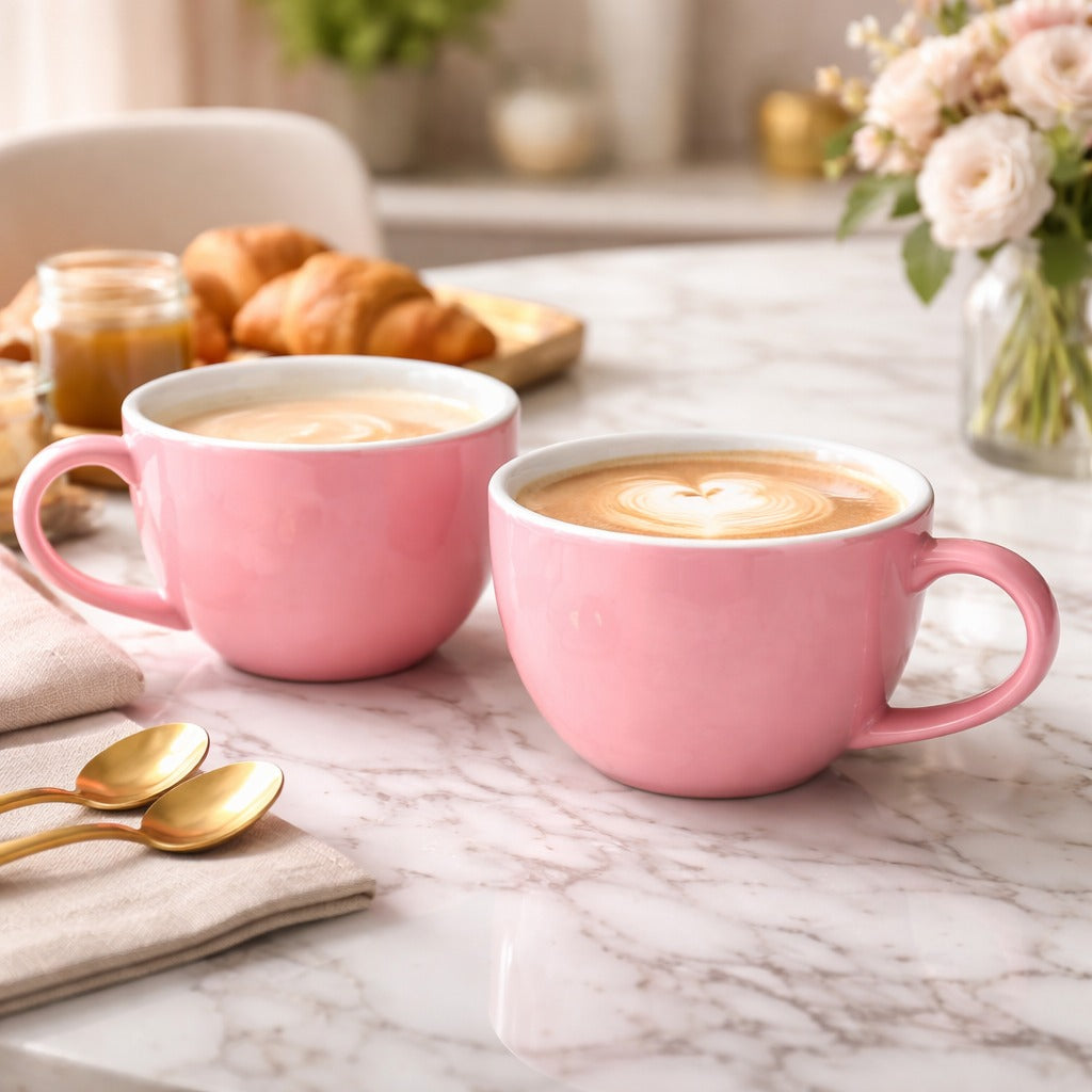 Sajaao Pink Latte Coffee mugs set of 2,