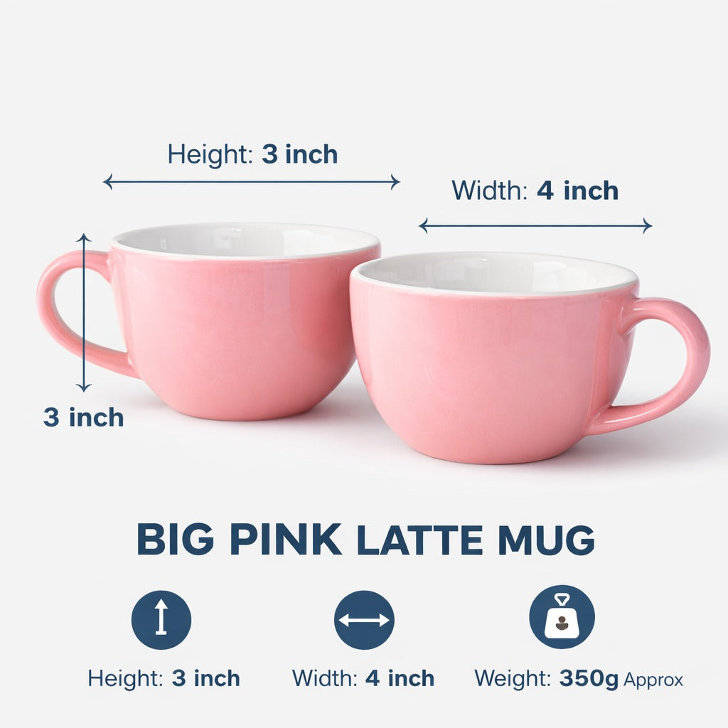 Sajaao Pink Latte Coffee mugs set of 2,