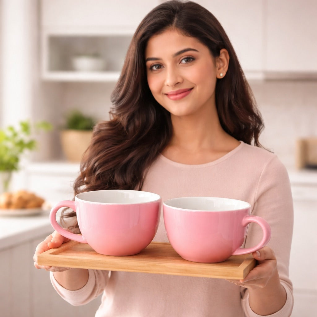 Sajaao Pink Latte Coffee mugs set of 2,