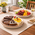 Sajaao Ceramic Platter Set of 2, Cream Speckled 8 Inch Serving Tray